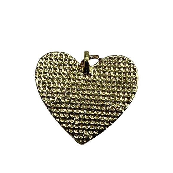 Gold & Cream Enamel Heart Shaped Pendant Charm Womens Fashion Jewelry - Picture 4 of 7